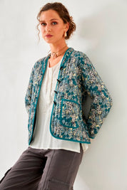 CHAQUETA ACOLCHADA ESTAMPADO BOTÁNICO - BLUE