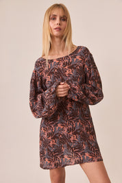 VESTIDO CORTO SOMBRA HOJAS - PINK