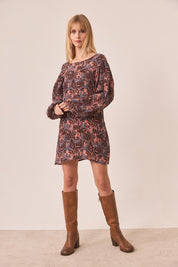 VESTIDO CORTO SOMBRA HOJAS - PINK