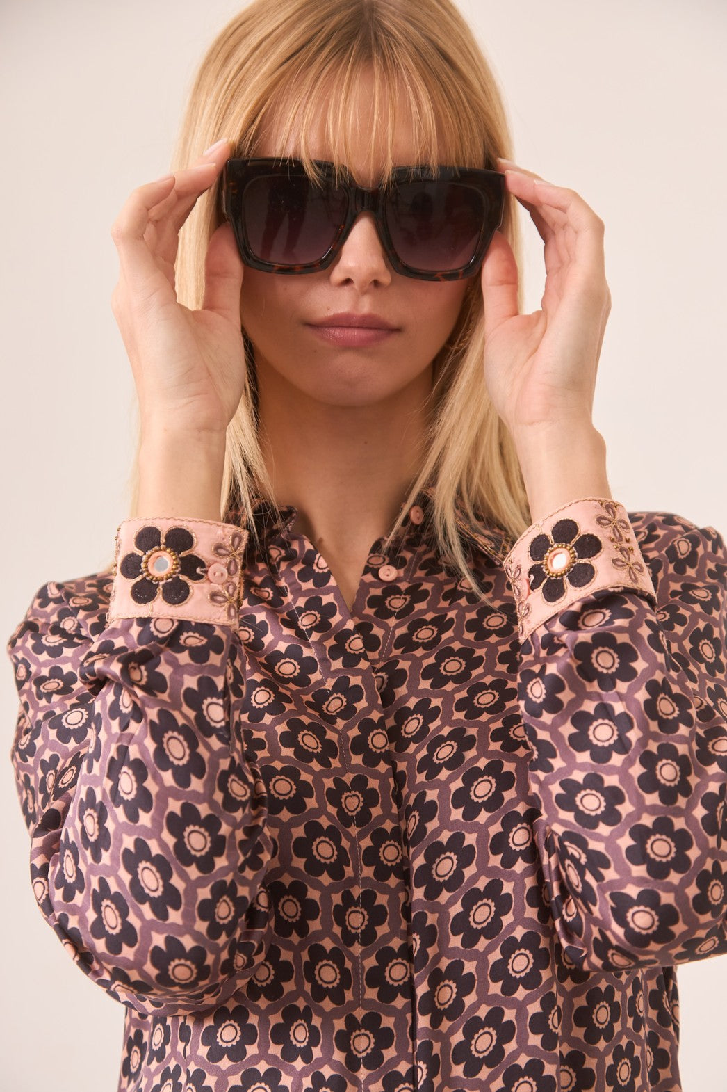 RETRO FLOWER SHIRT BLOUSE - PINK