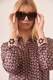 RETRO FLOWER SHIRT BLOUSE - PINK