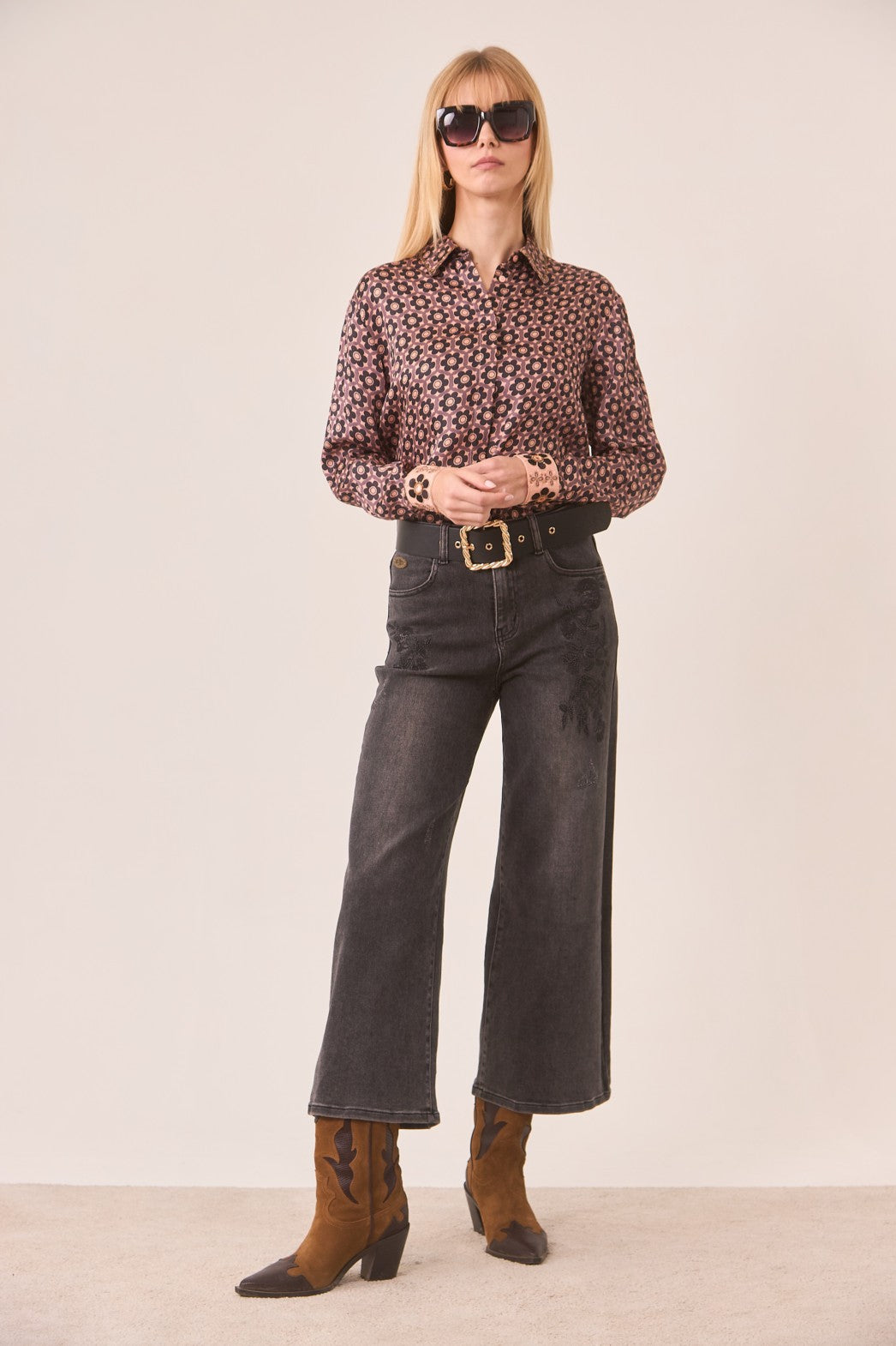 RETRO FLOWER SHIRT BLOUSE - PINK