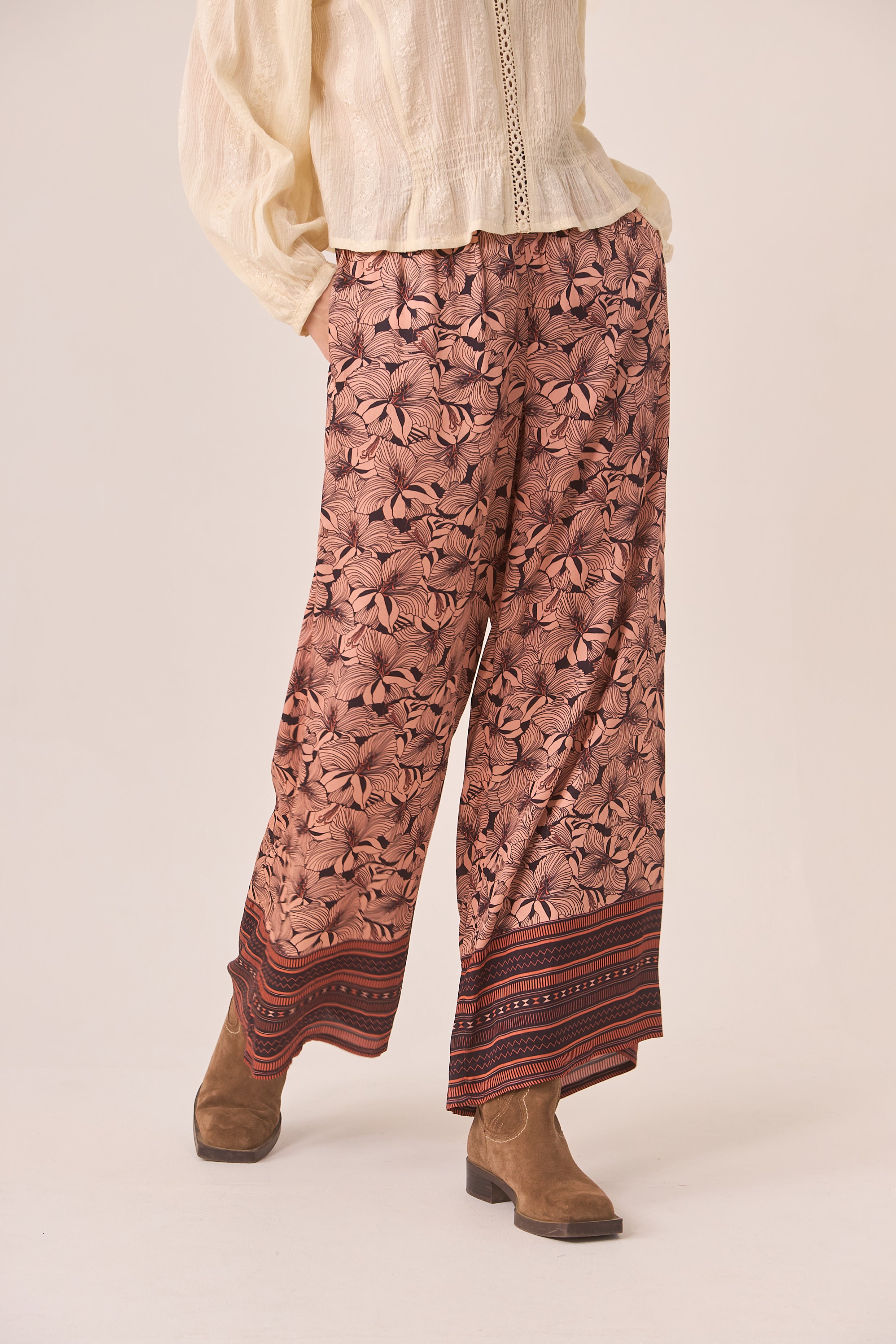 PANTALÓN FLORES CENEFA - PEACH