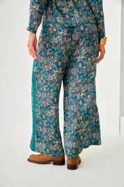 BOTANICAL PRINT PANTS - BLUE