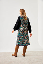 FALDA ESTAMPADO NATURE CINTAS BORDADAS - BLUE