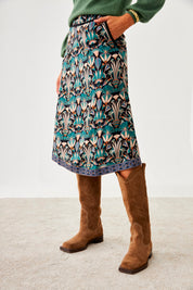 FALDA ESTAMPADO NATURE CINTAS BORDADAS - BLUE