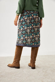 FALDA ESTAMPADO NATURE CINTAS BORDADAS - BLUE