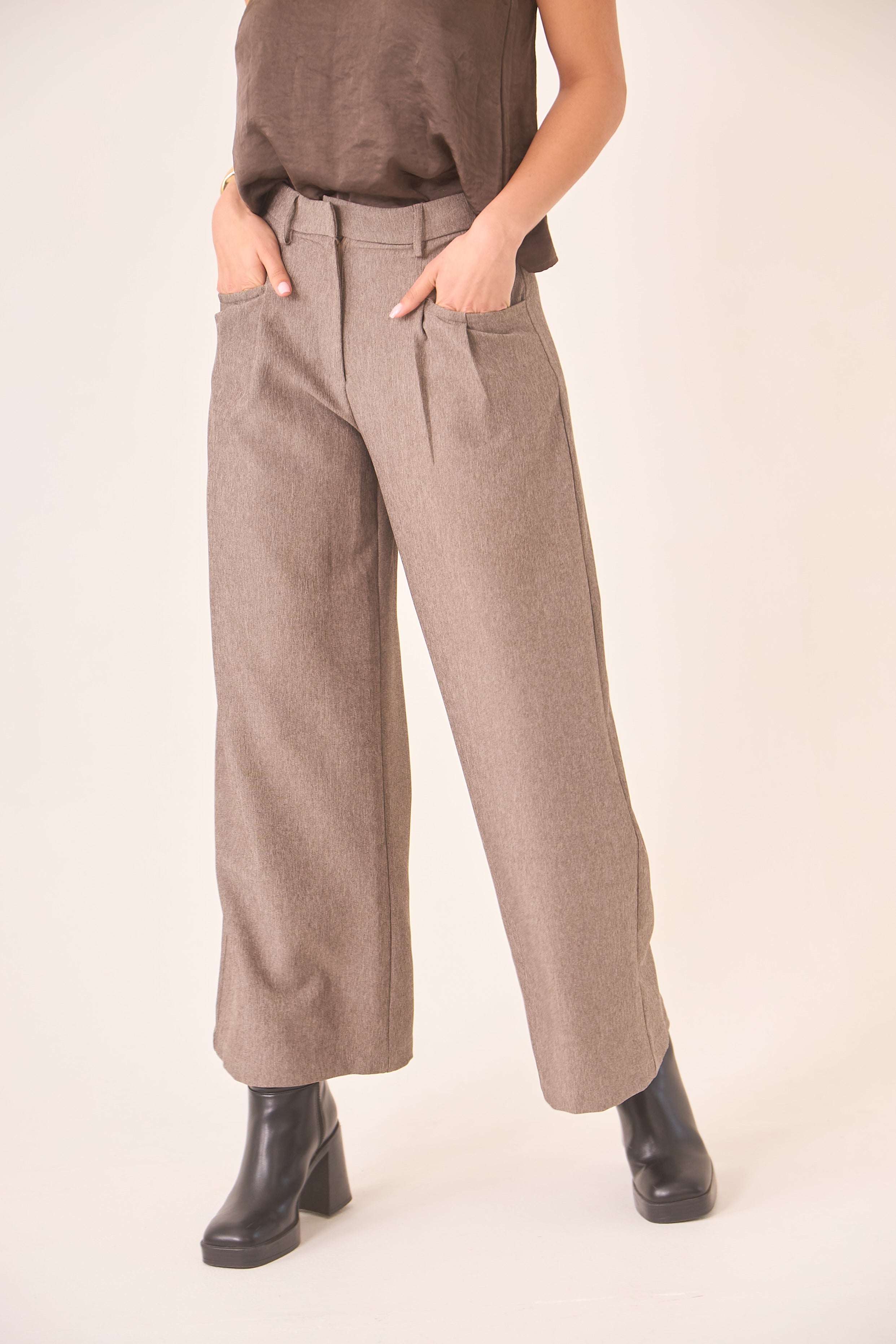 PANTALÓN SASTRE WIDE LEG - CAMEL