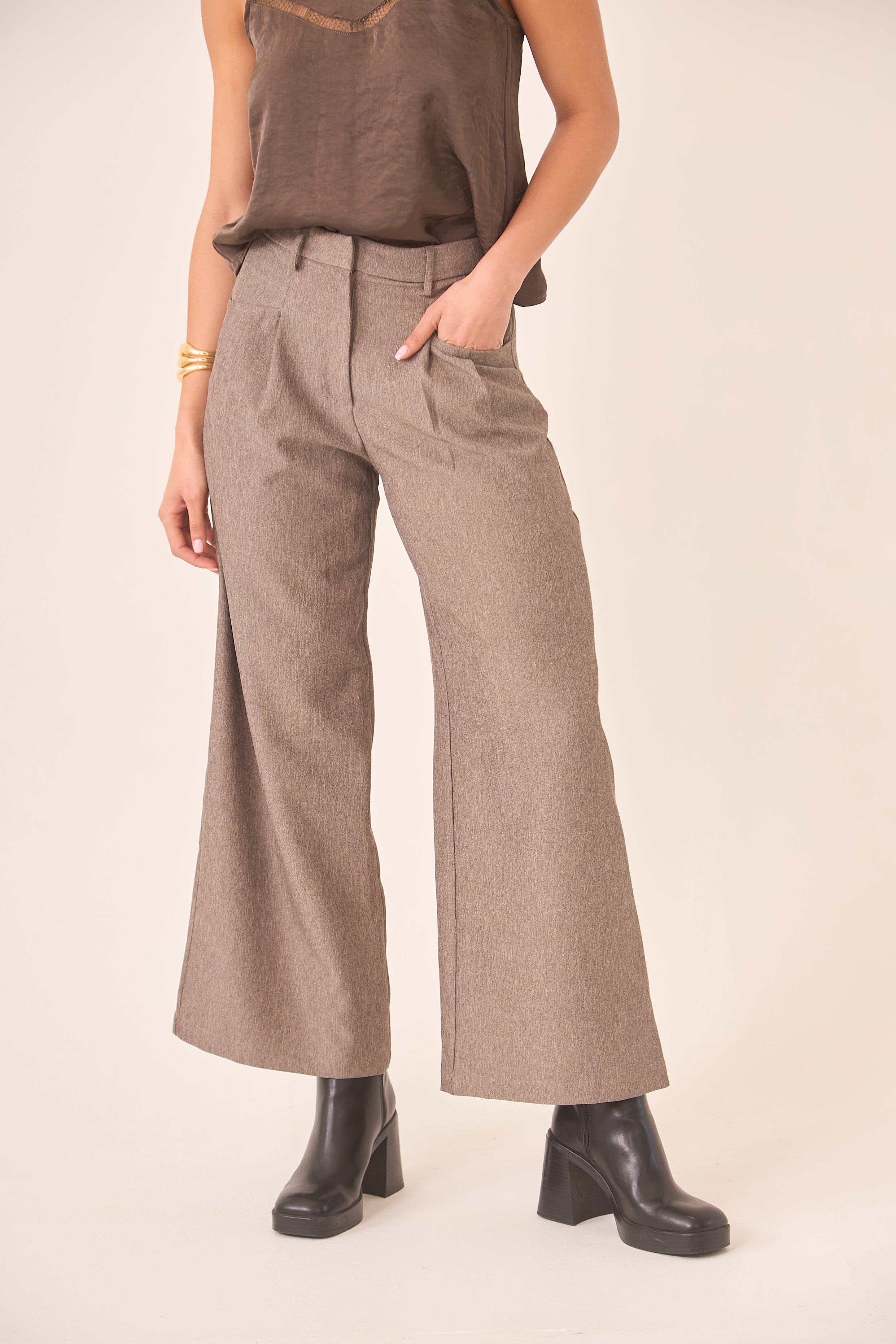 PANTALÓN SASTRE WIDE LEG - CAMEL