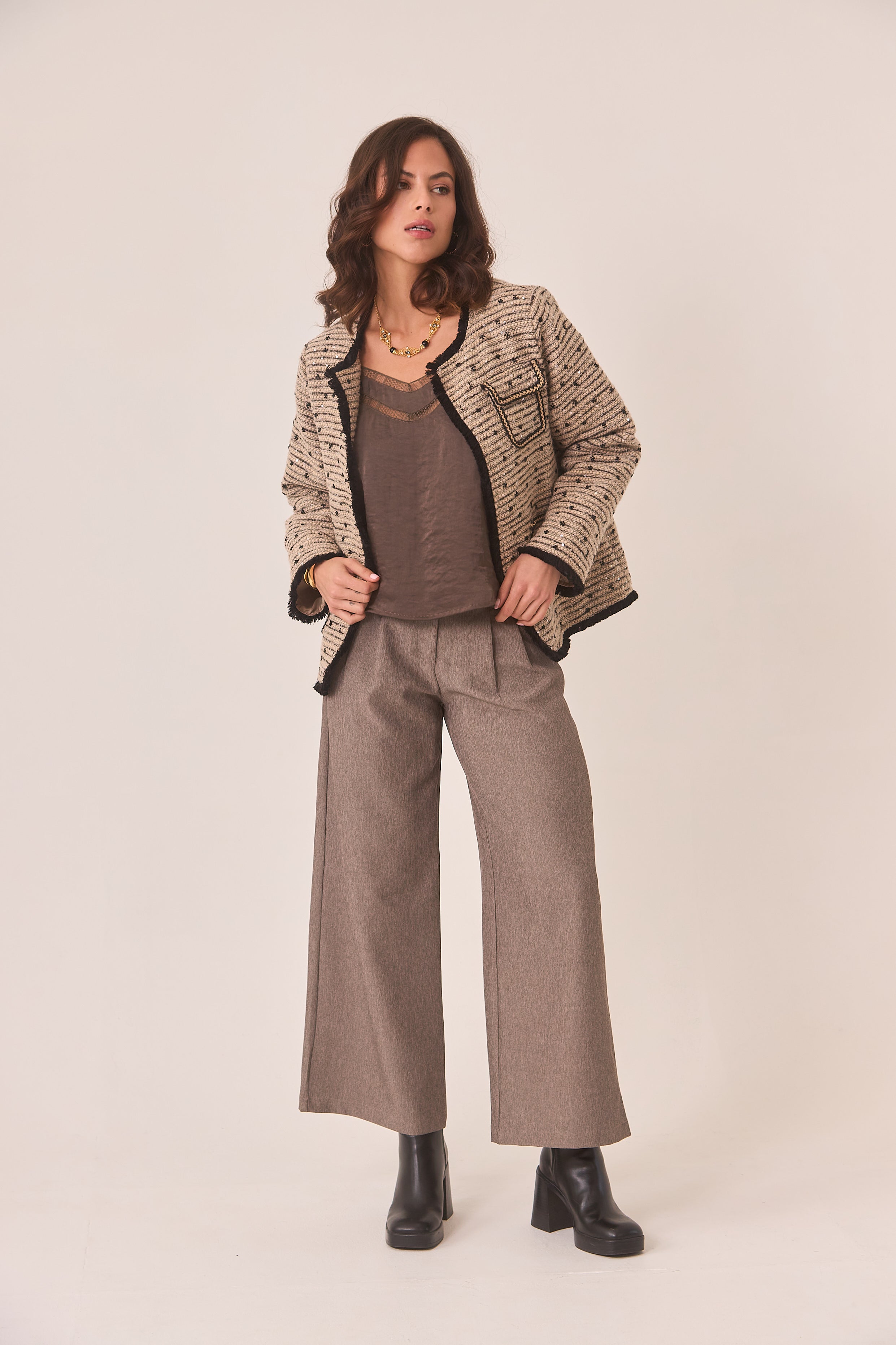 PANTALÓN SASTRE WIDE LEG - CAMEL
