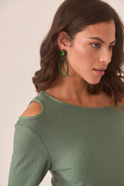 TOP ASIMÉTRICO CUT OUT - GREEN
