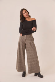 PANTALÓN SASTRE PATA DE GALLO  - CAMEL