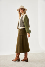 FALDA MIDI CARGO - KHAKI