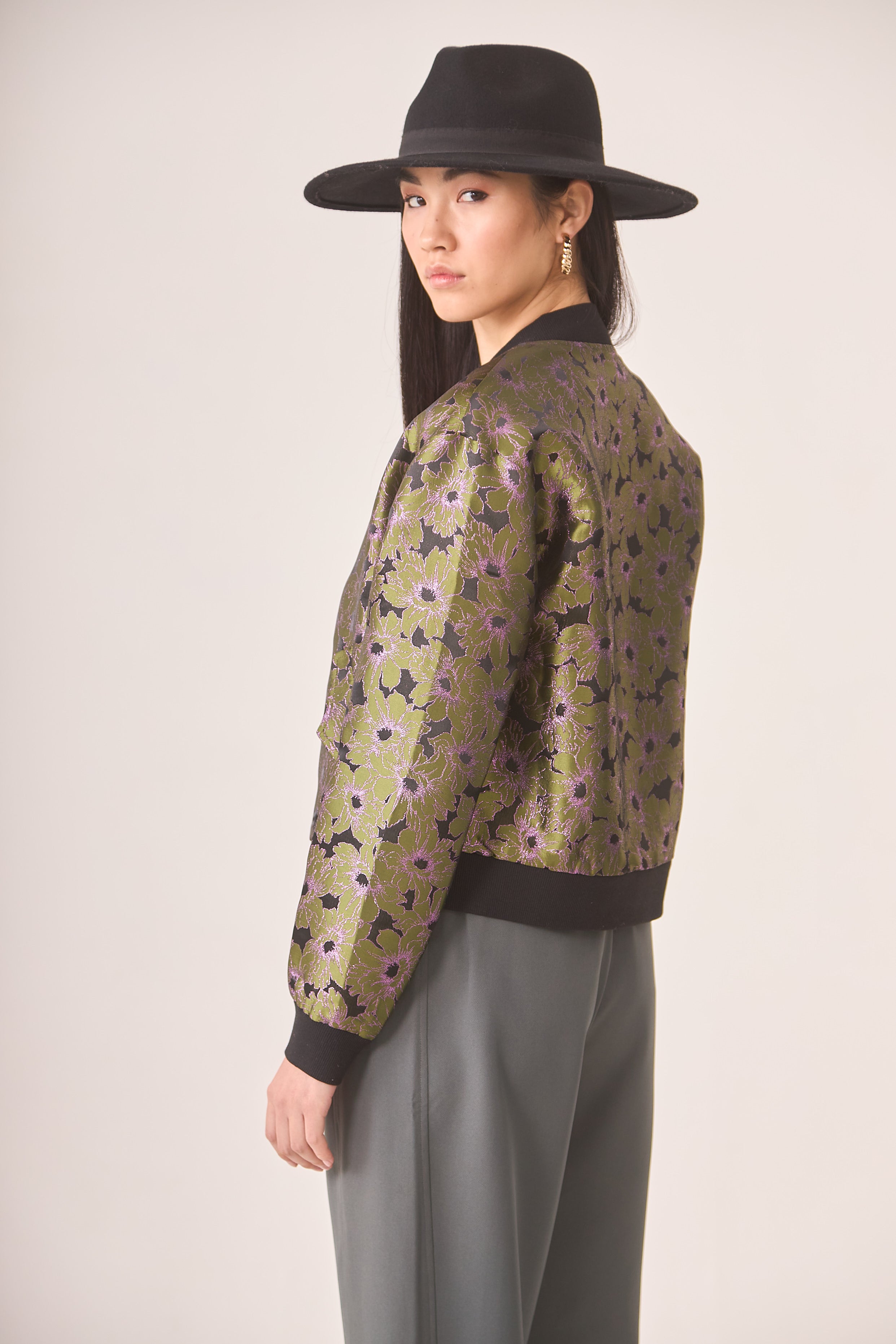 CHAQUETA BÓMBER JACQUARD METALIZADO - GREEN