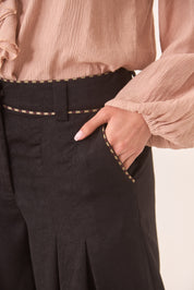 PANTALÓN PINZAS WIDE LEG  - BLACK