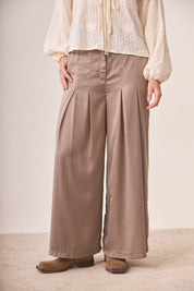 PANTALÓN PINZAS WIDE LEG - CAMEL