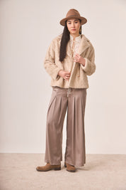 PANTALÓN PINZAS WIDE LEG - CAMEL