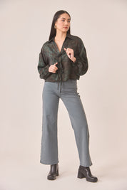 TIE-CUT BLOUSE - GREEN