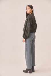 TIE-CUT BLOUSE - GREEN