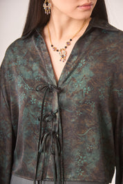 TIE-CUT BLOUSE - GREEN