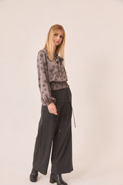 Tie-dye blouse with gathered waist - Grey