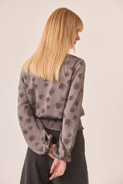 Tie-dye blouse with gathered waist - Grey
