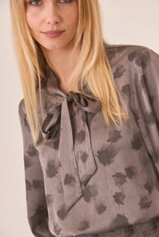 Tie-dye blouse with gathered waist - Grey