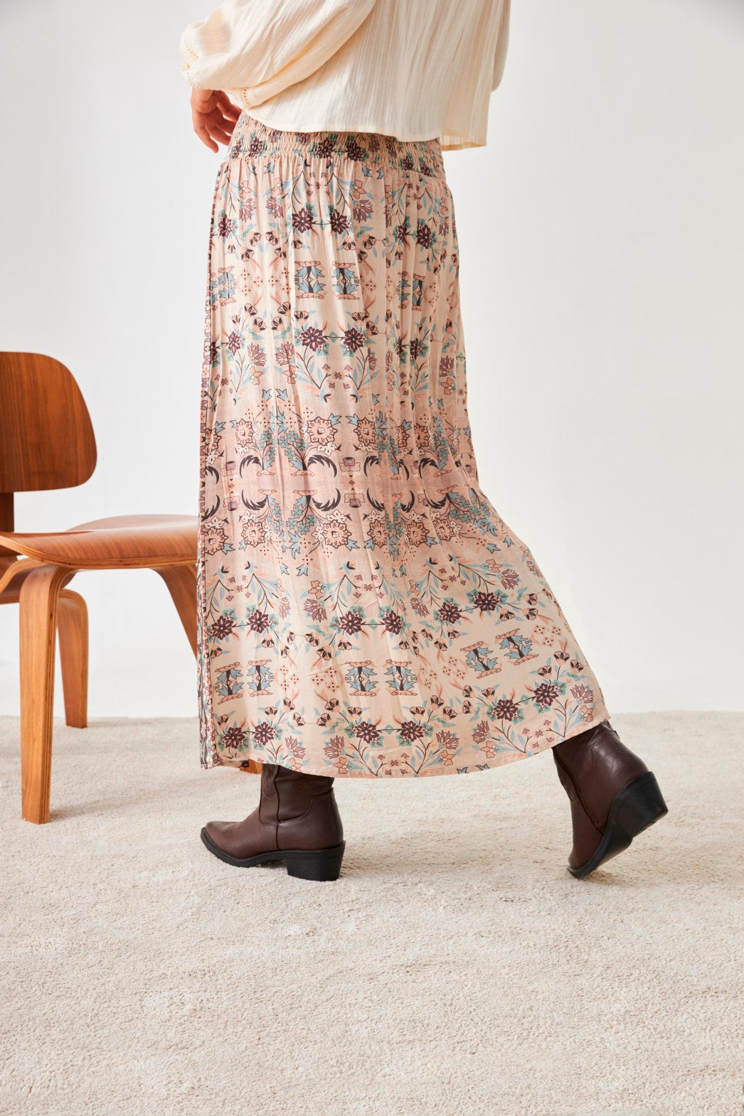 FALDA LARGA ESTAMPADO MULTICOLOR - IVORY