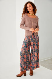 PANTALÓN PLISADOS FLORES- BLUE