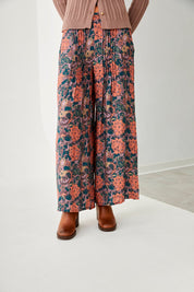 PANTALÓN PLISADOS FLORES- BLUE