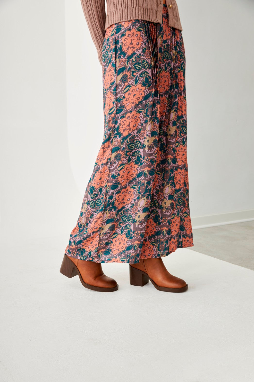 PANTALÓN PLISADOS FLORES- BLUE