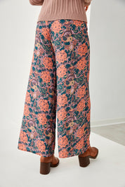 PANTALÓN PLISADOS FLORES- BLUE