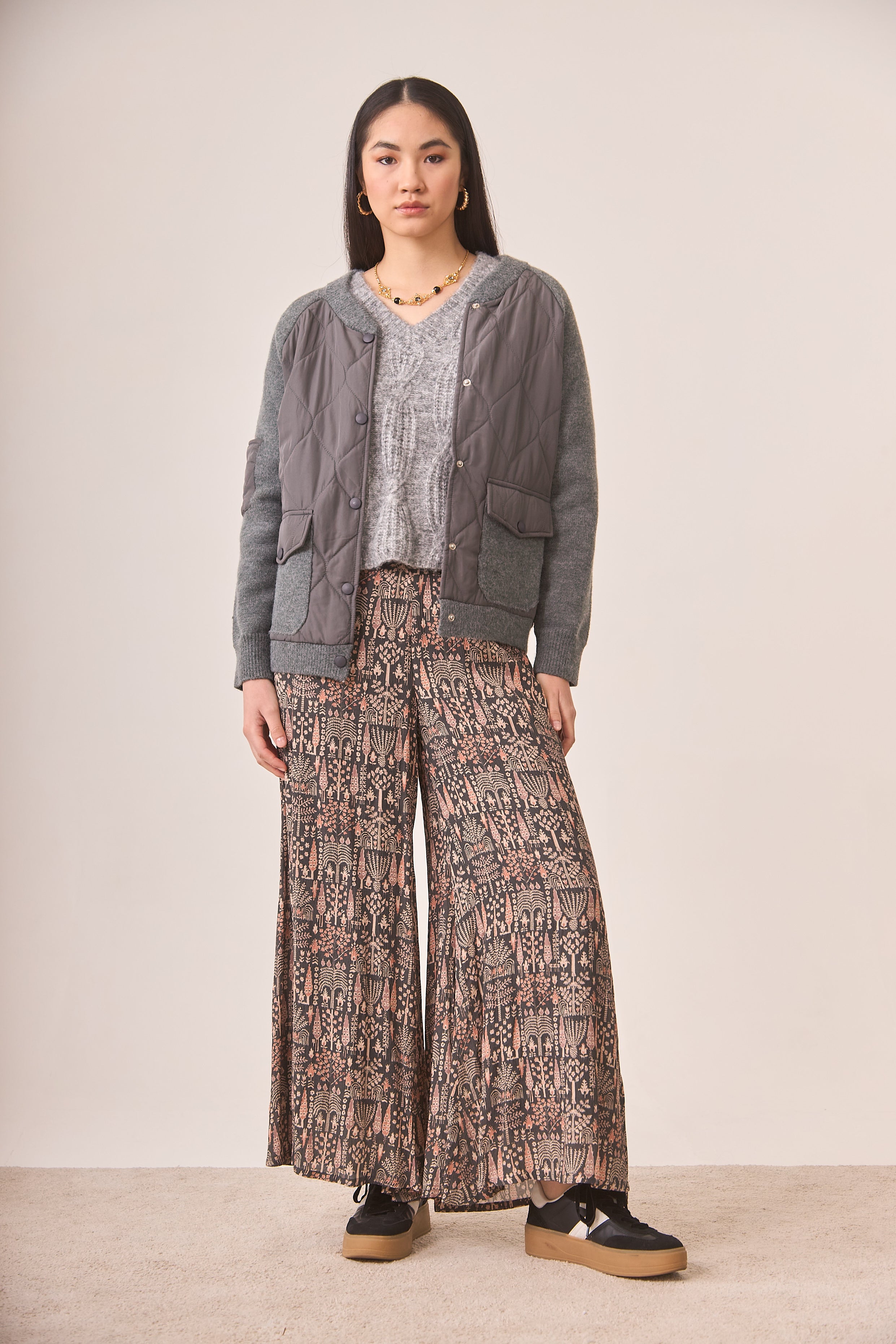 PANTALÓN FLUIDO ESTAMPADO - BLACK