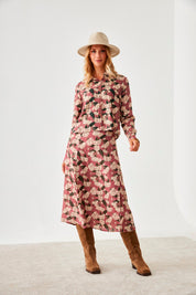 FALDA MIDI FLORAL - PINK