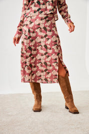 FALDA MIDI FLORAL - PINK