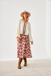 FALDA MIDI FLORAL - PINK