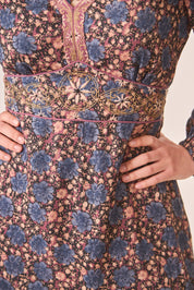 VESTIDO FLORES BORDADOS - BLUE