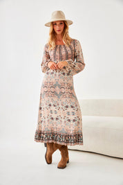 VESTIDO LARGO MODAL ESTAMPADO - IVORY