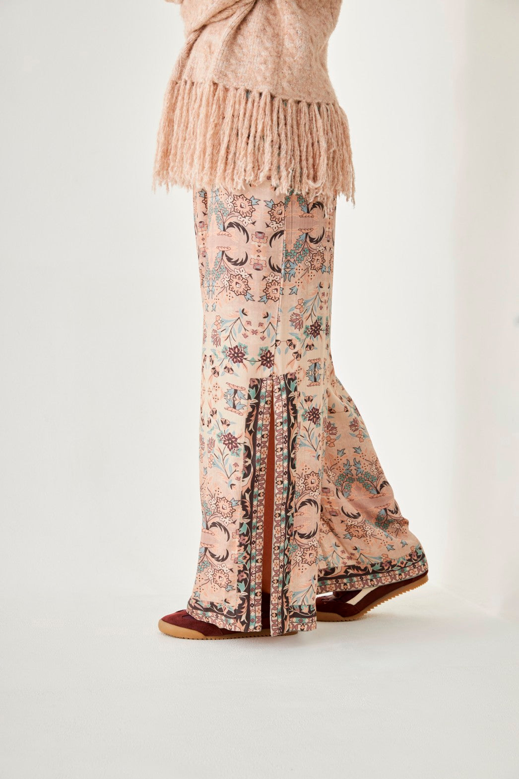 PANTALÓN ESTAMPADO BAJOS ABERTURAS - IVORY