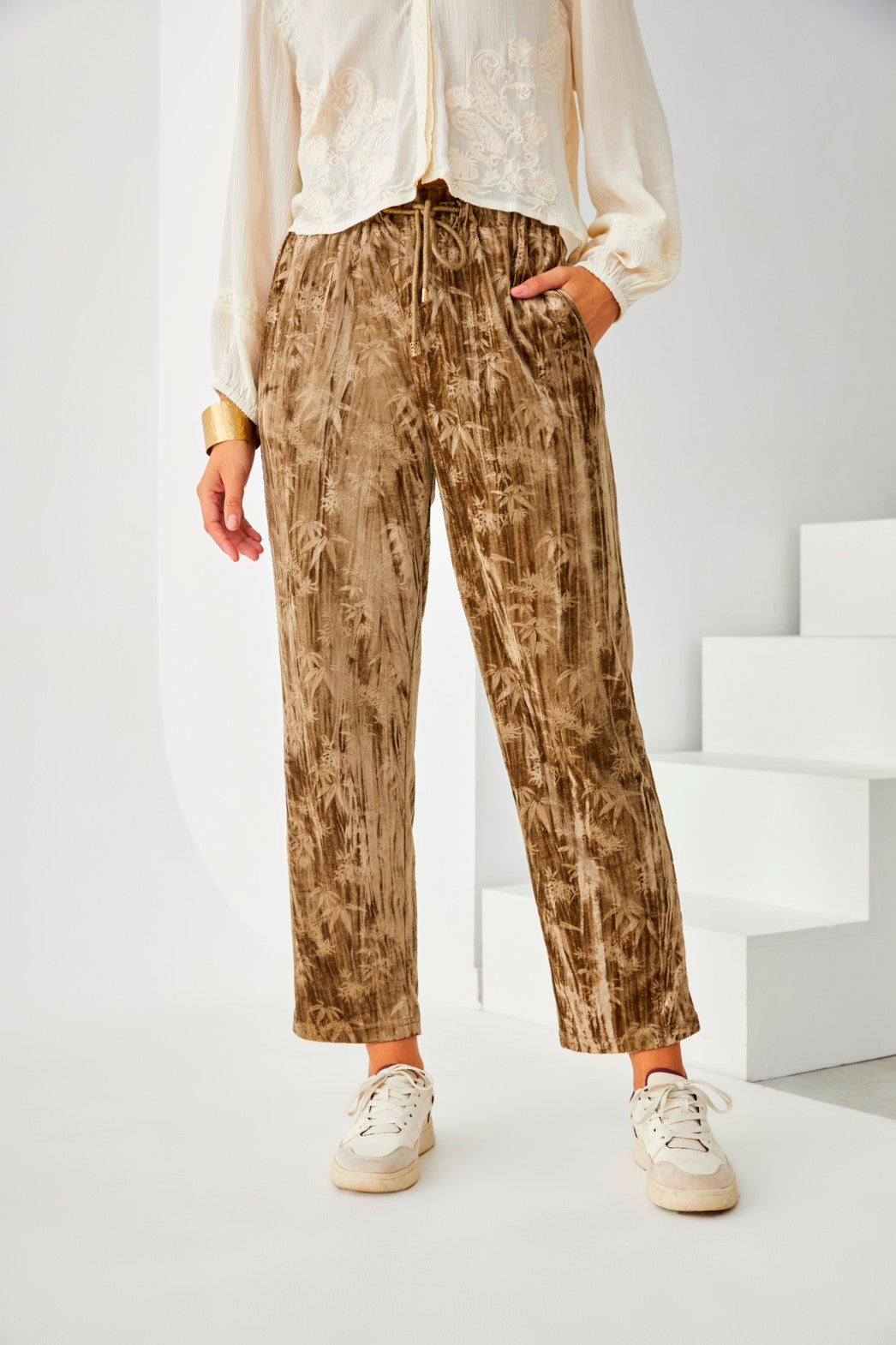 PANTALÓN JOGGING TERCIOPELO PALMERITAS KHAKI - GOLDEN