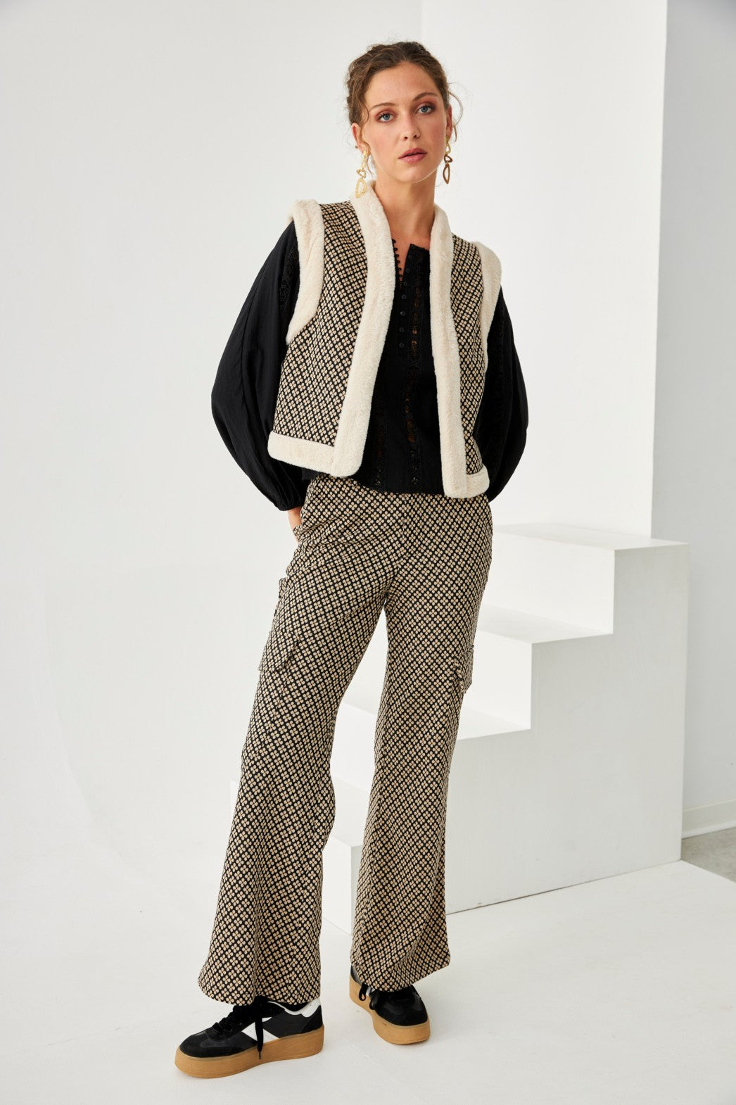 PANTALÓN CARGO JACQUARD - BLACK