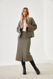 FALDA MIDI PATTERN - BLACK