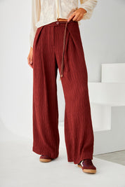 PANTALÓN PALAZZO PINZAS - BURGUNDY