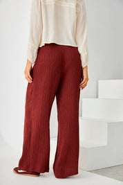 PANTALÓN PALAZZO PINZAS - BURGUNDY