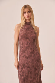 VESTIDO HALTER TIE-DYE LÚREX - PINK