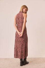 VESTIDO HALTER TIE-DYE LÚREX - PINK