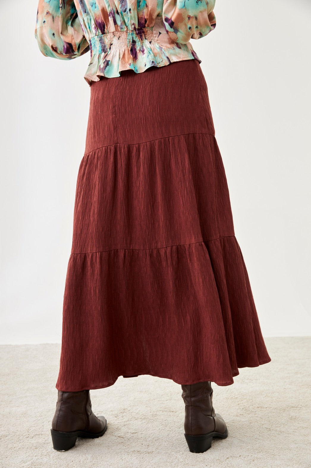 FALDA BOTONES VOLANTE - BURGUNDY