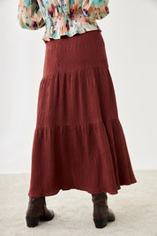 FALDA BOTONES VOLANTE - BURGUNDY