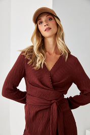 BLUSA CRUZADA LAZADA - BURGUNDY
