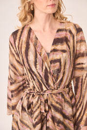 VESTIDO MIDI ANIMAL PRINT - CAMEL